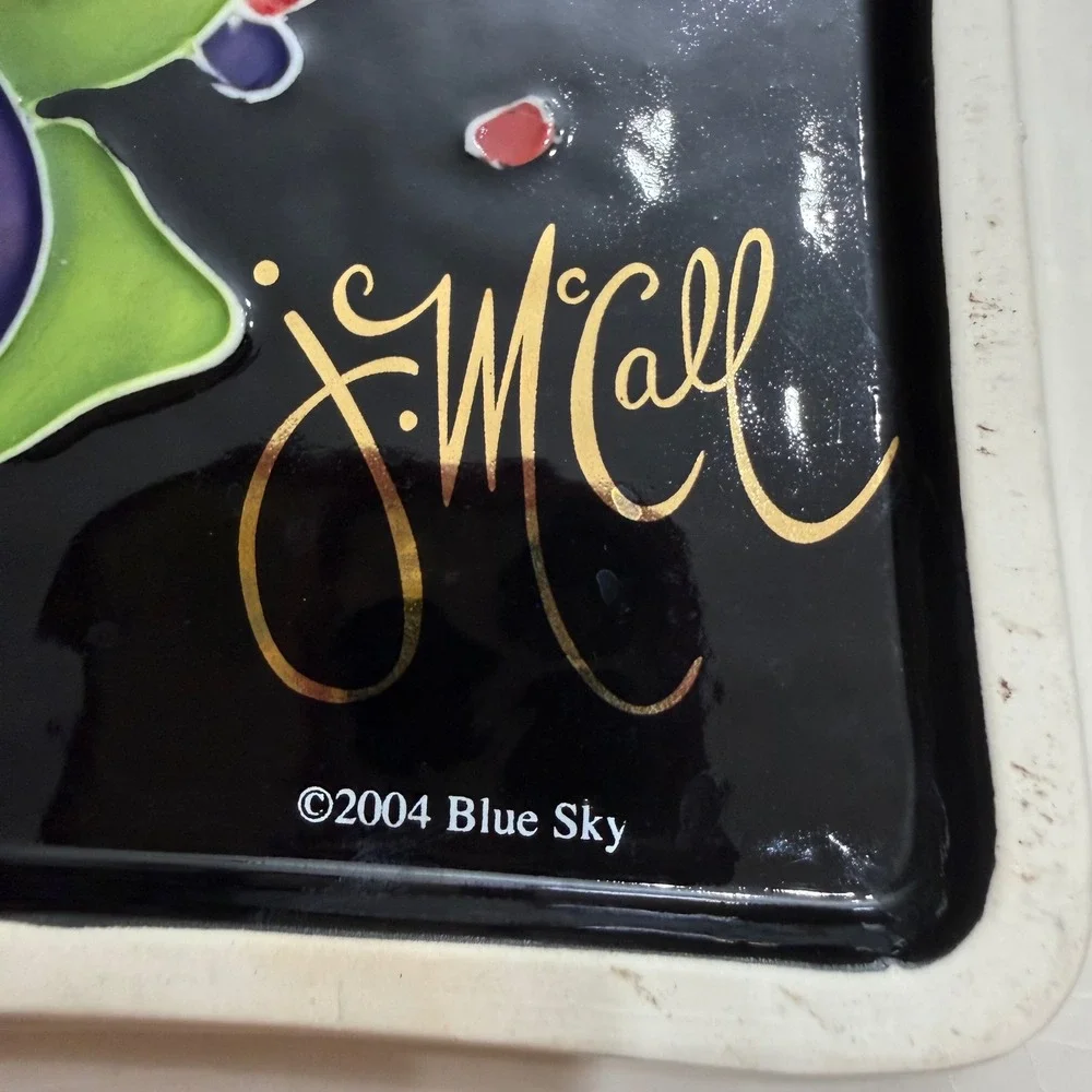 Blue Sky J McCall Rare Fig Serving Platter Black‎ Ceramic Fruit Tray Artsy 2004